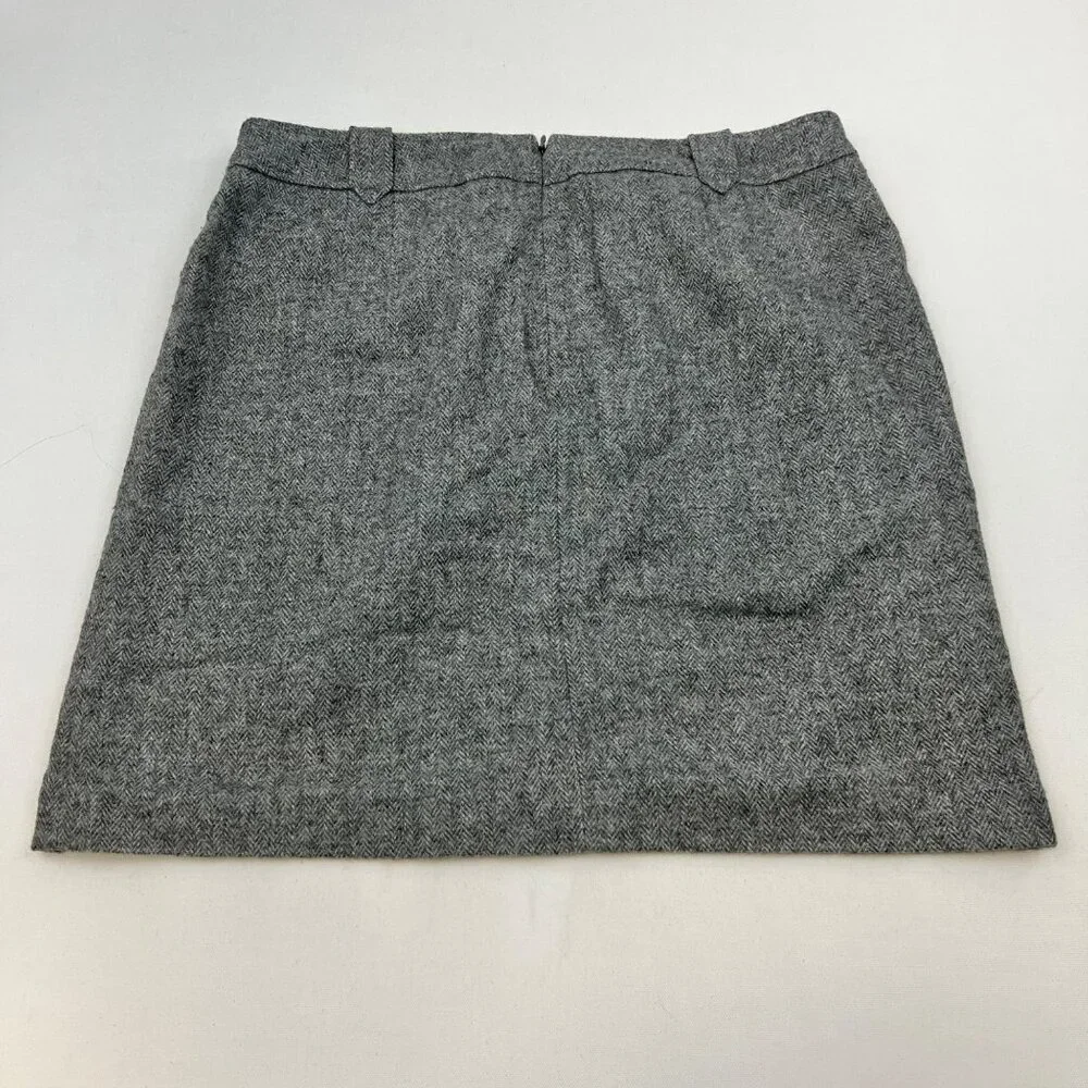 Talbots Womens Wool Blend A-Line Skirt Above Knee Gray Size 16P Zip